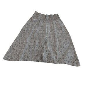 EILEEN FISHER Black White Bandhini Smocked Waist Midi Skirt Dot Print Cotton XL